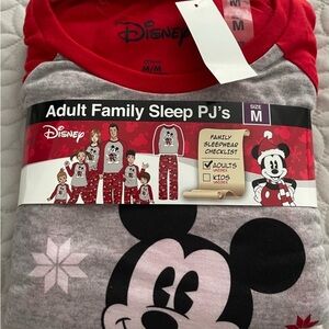 New Women’s Warm Disney Mickey Mouse Christmas Pjs, Pajama Pants Set,, Size Med